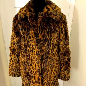 JCrew Faux fur coat Leopard